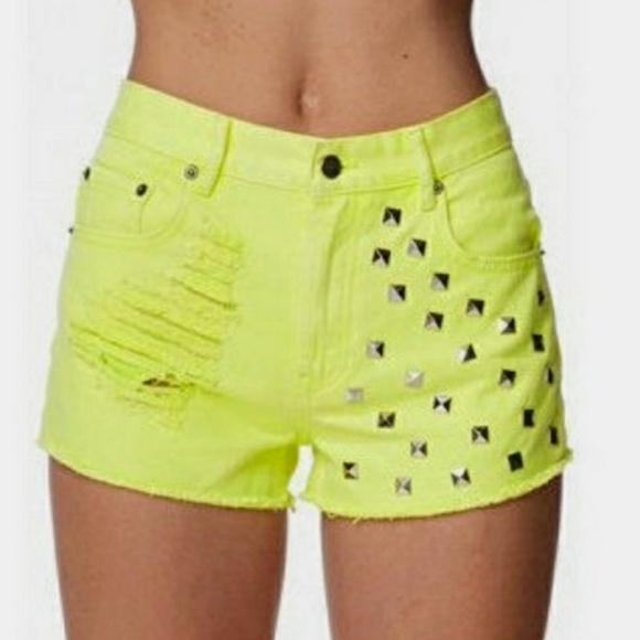 Forever 21 Neon Yellow Jean Shorts - Picture 1 of 4